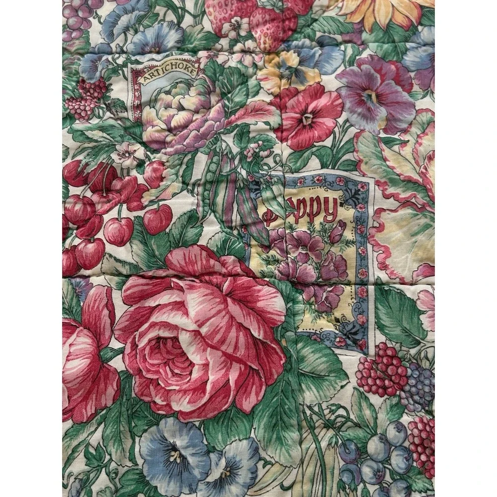Vintage Reversible Cottagecore Floral Patchwork Quilt Throw Blanket 33.5x45